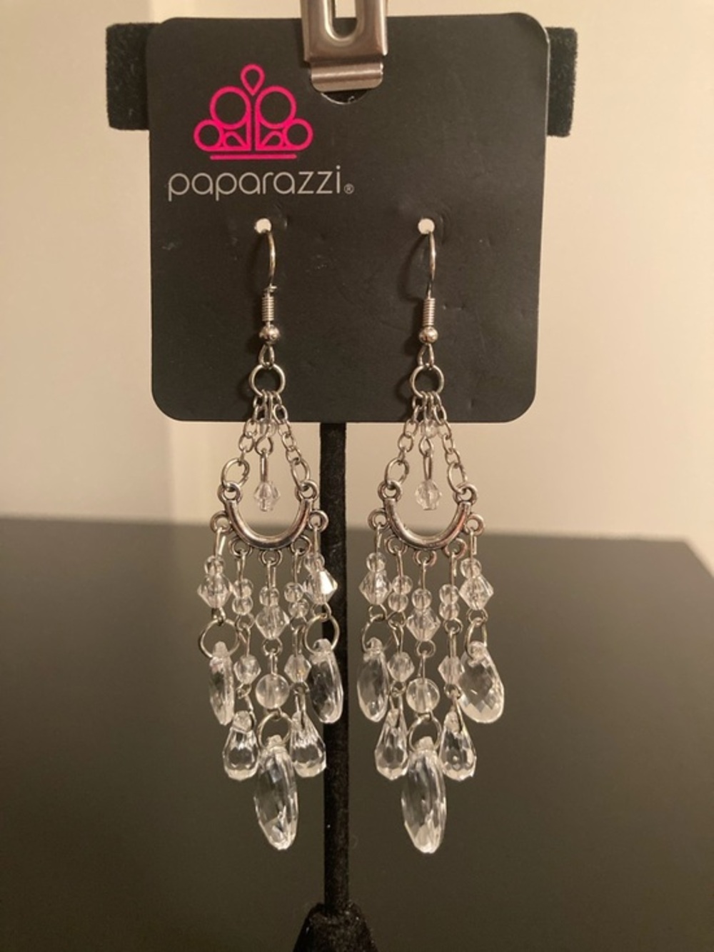 Paparazzi Silver Clear Chandelier Dangle Earrings
